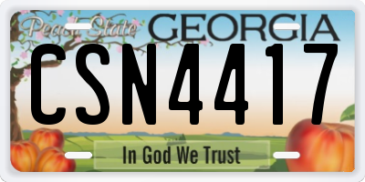 GA license plate CSN4417