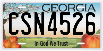 GA license plate CSN4526