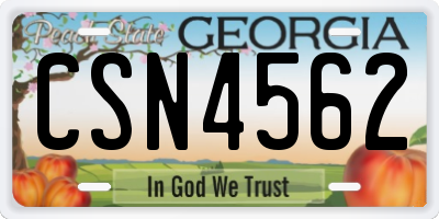 GA license plate CSN4562