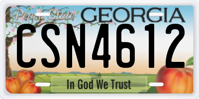 GA license plate CSN4612
