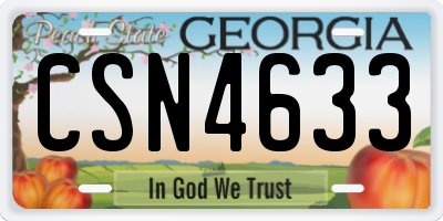 GA license plate CSN4633