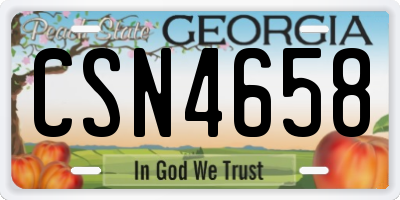 GA license plate CSN4658