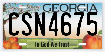 GA license plate CSN4675