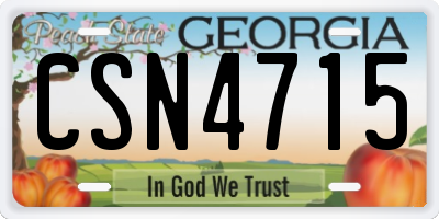 GA license plate CSN4715