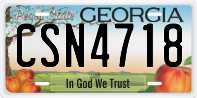 GA license plate CSN4718