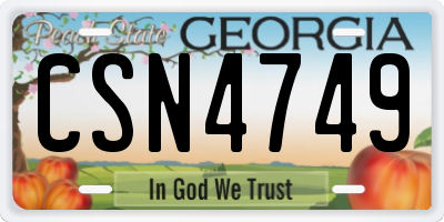 GA license plate CSN4749