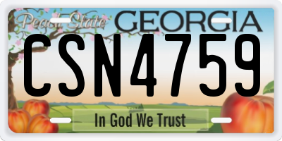 GA license plate CSN4759