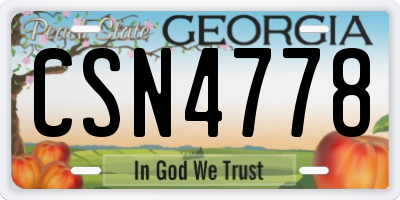 GA license plate CSN4778