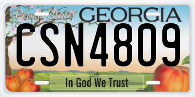 GA license plate CSN4809