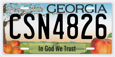 GA license plate CSN4826