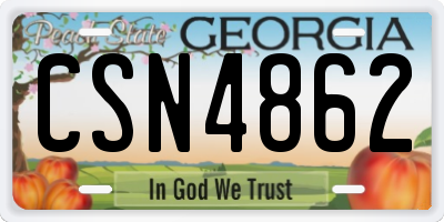GA license plate CSN4862