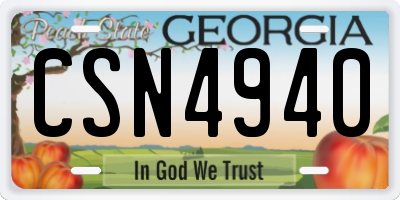 GA license plate CSN4940