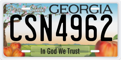 GA license plate CSN4962