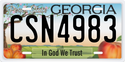 GA license plate CSN4983