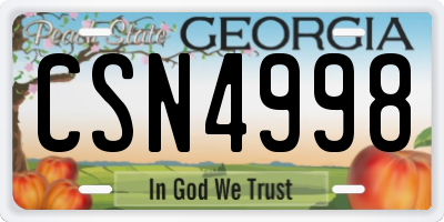 GA license plate CSN4998