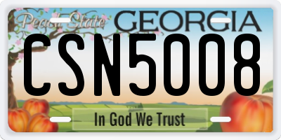 GA license plate CSN5008