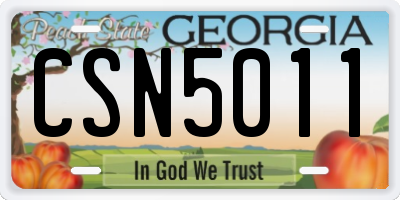 GA license plate CSN5011