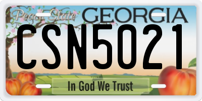 GA license plate CSN5021