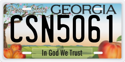 GA license plate CSN5061