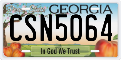 GA license plate CSN5064