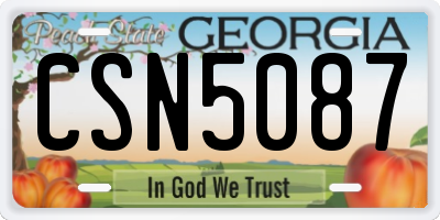 GA license plate CSN5087