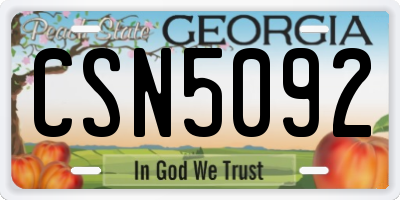 GA license plate CSN5092