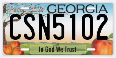 GA license plate CSN5102