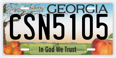 GA license plate CSN5105