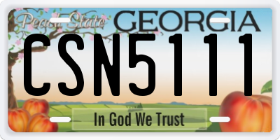 GA license plate CSN5111
