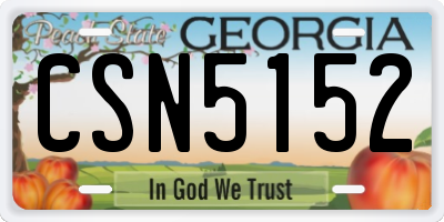 GA license plate CSN5152