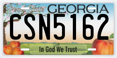 GA license plate CSN5162