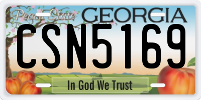GA license plate CSN5169