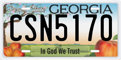 GA license plate CSN5170