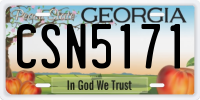 GA license plate CSN5171