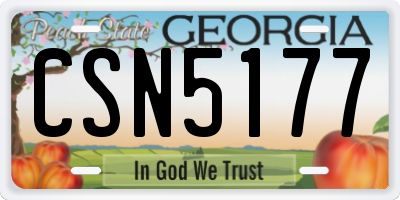 GA license plate CSN5177
