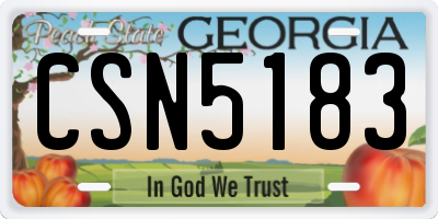 GA license plate CSN5183
