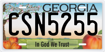 GA license plate CSN5255