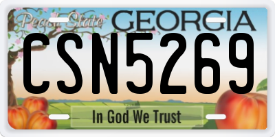 GA license plate CSN5269