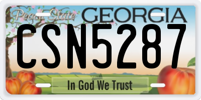GA license plate CSN5287