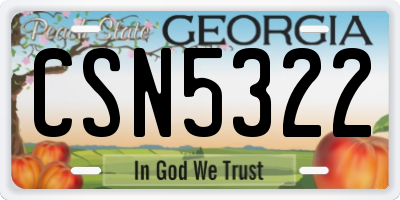 GA license plate CSN5322