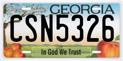GA license plate CSN5326