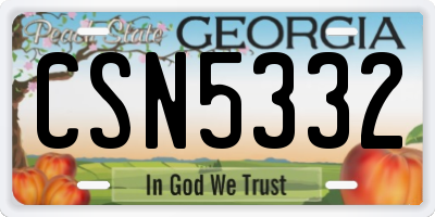 GA license plate CSN5332