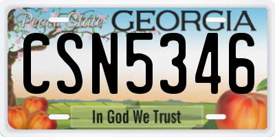 GA license plate CSN5346