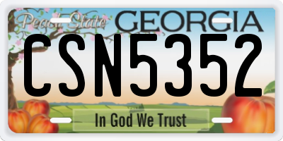 GA license plate CSN5352