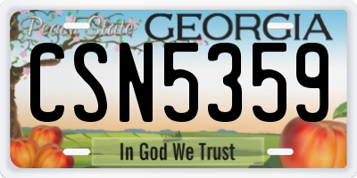 GA license plate CSN5359