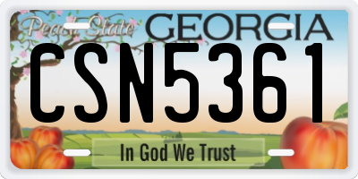 GA license plate CSN5361