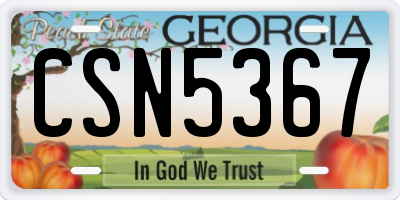 GA license plate CSN5367