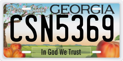 GA license plate CSN5369