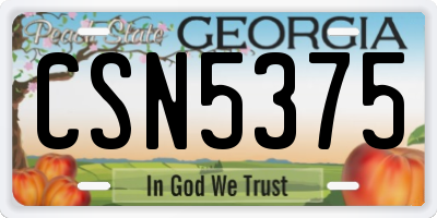 GA license plate CSN5375