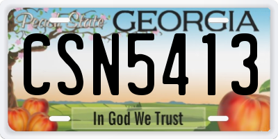 GA license plate CSN5413